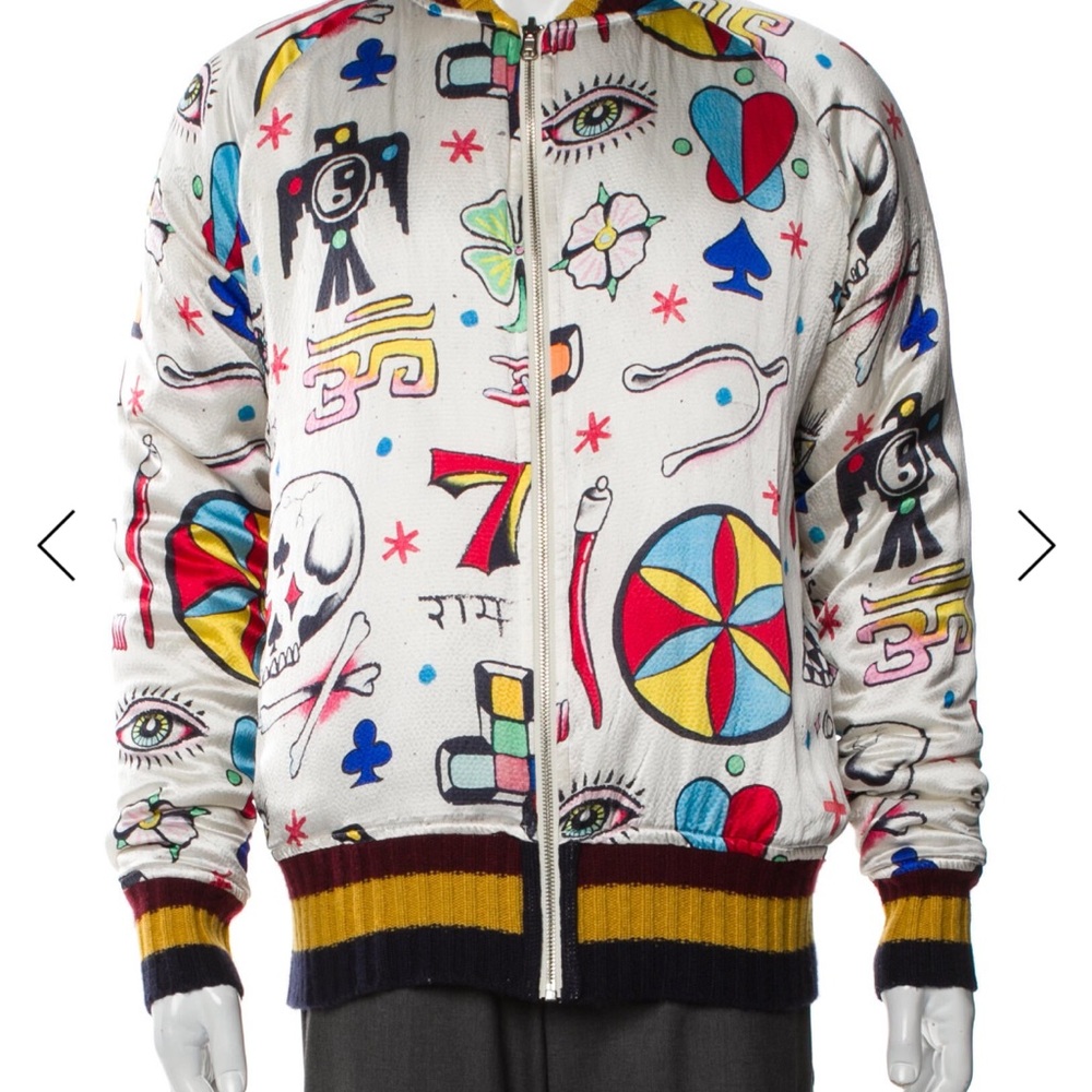 The Elder Statesman Merino Wool Printed Bomber Jacket | Size S